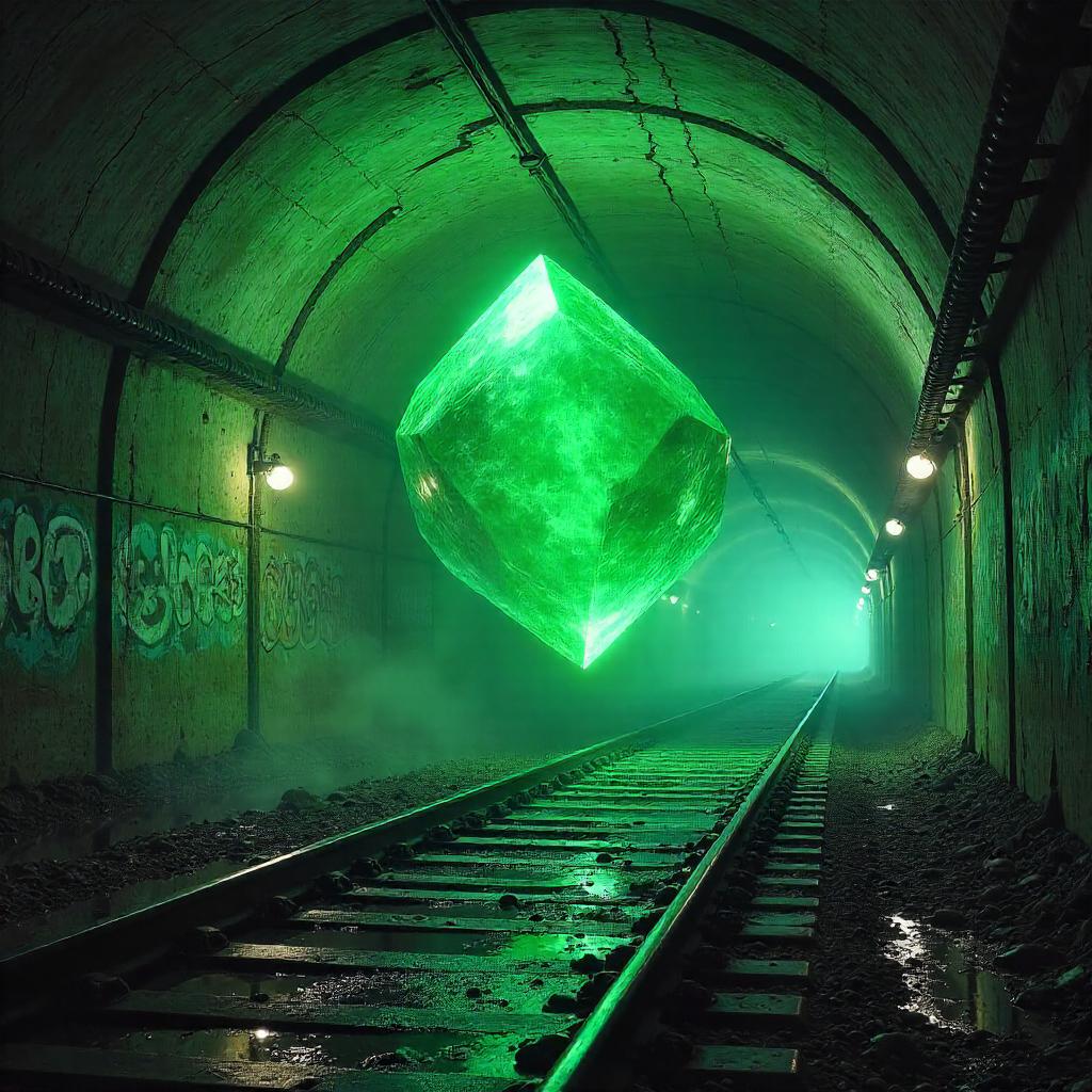 Infinity Stone in a Neon Subway Tunnel