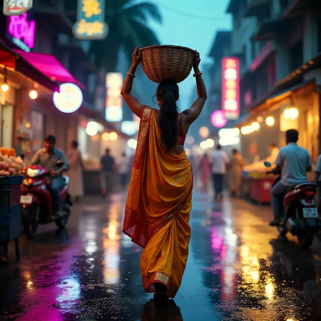 Balancing Tradition in a Neon City Market