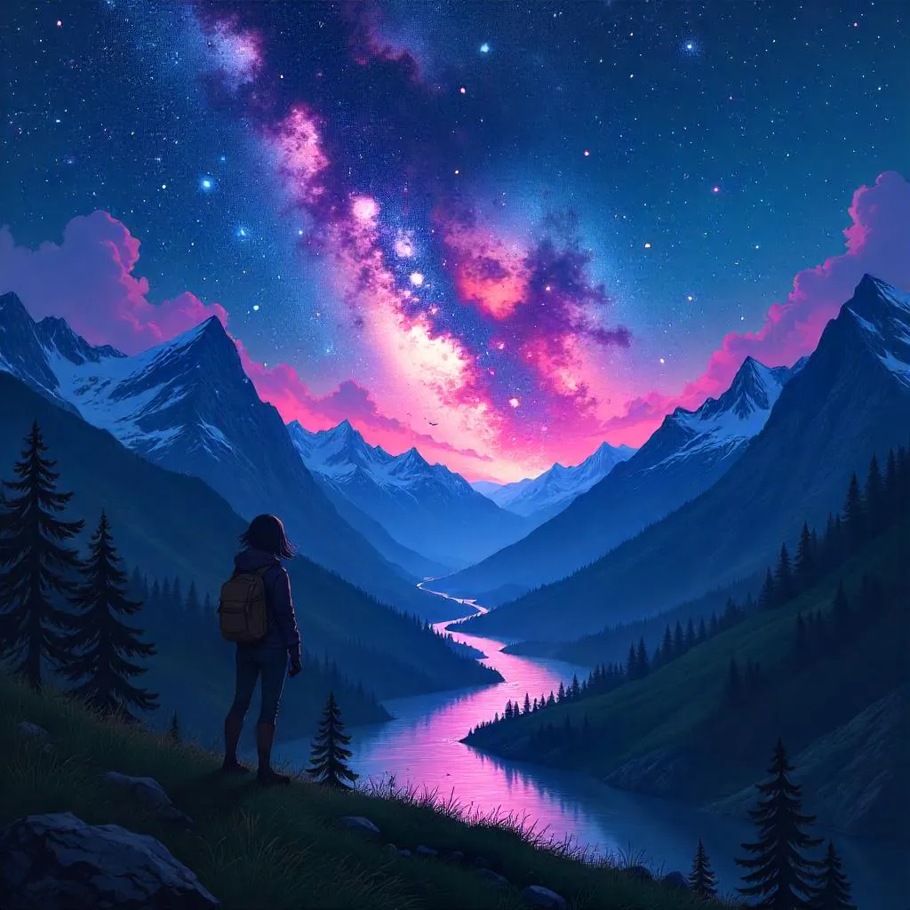 Nebula Night in a Mountain Valley (Anime)