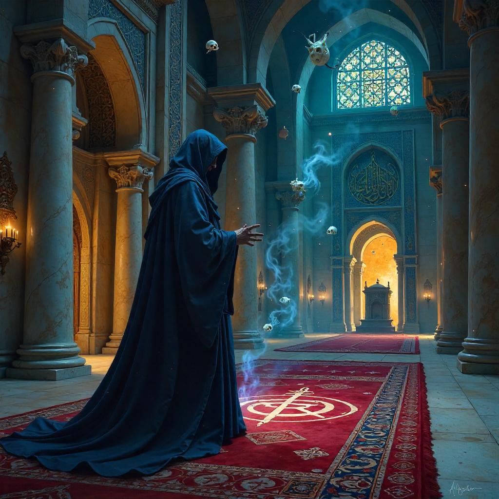 Moonlit Necromancer in an Ancient Mosque