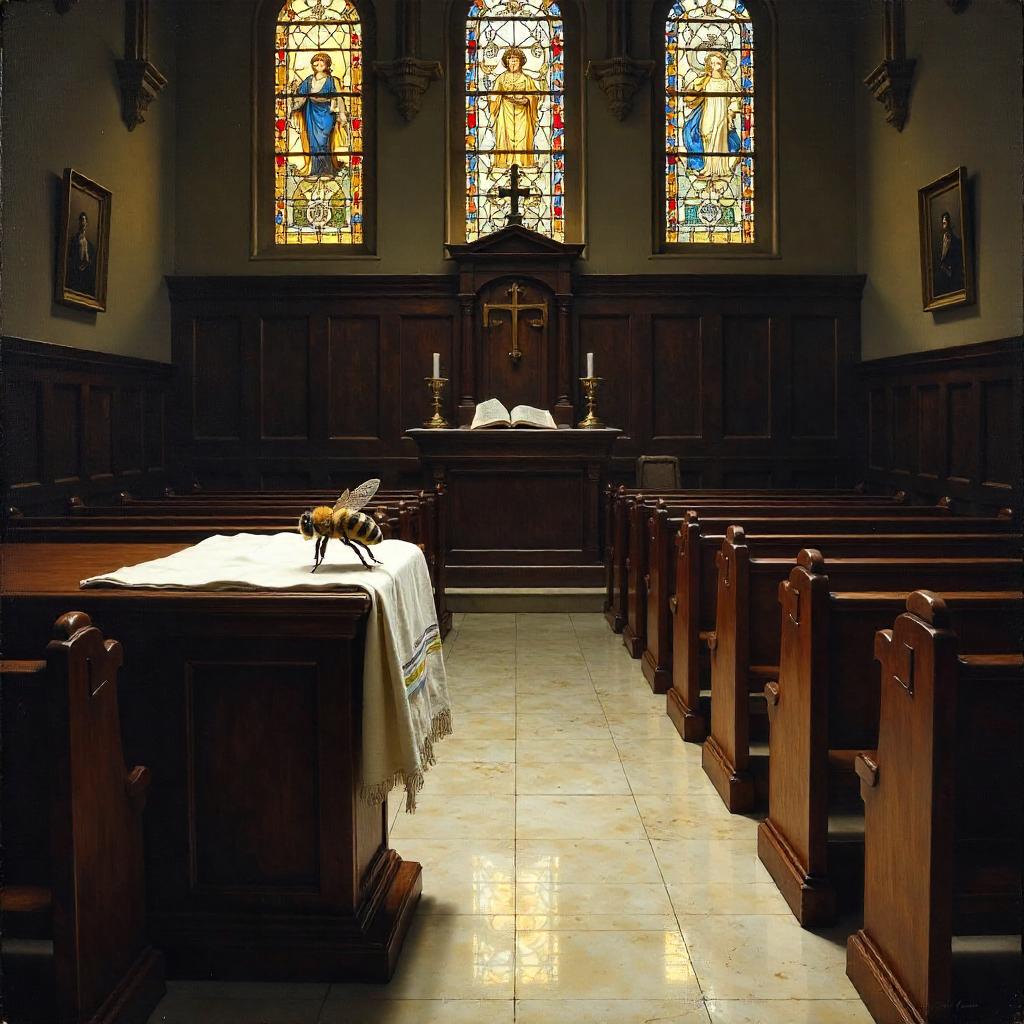 Bee in an Old Synagogue: Oil Painting