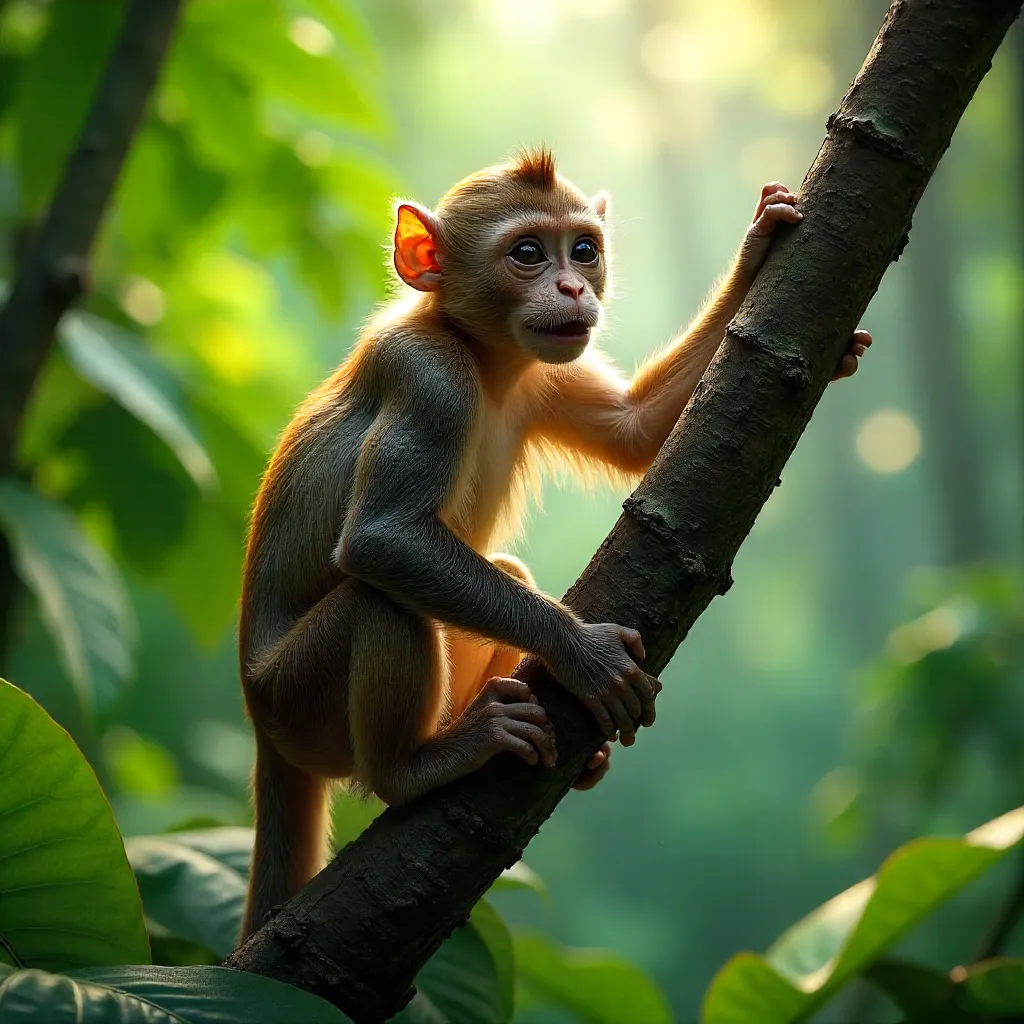 Lively Monkey in Lush Outdoor Canopy