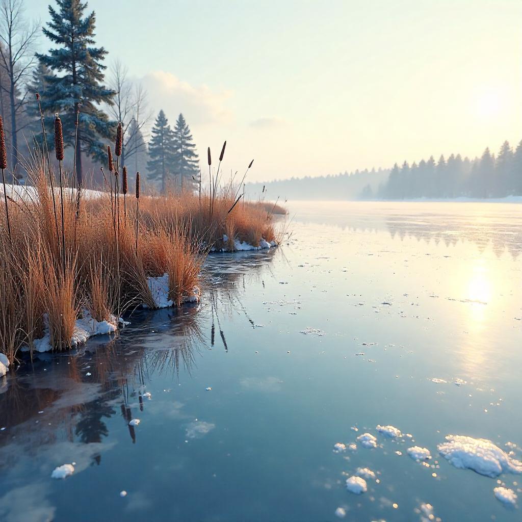 Marsh on a Frozen Lake: Hyperreal 3D Render