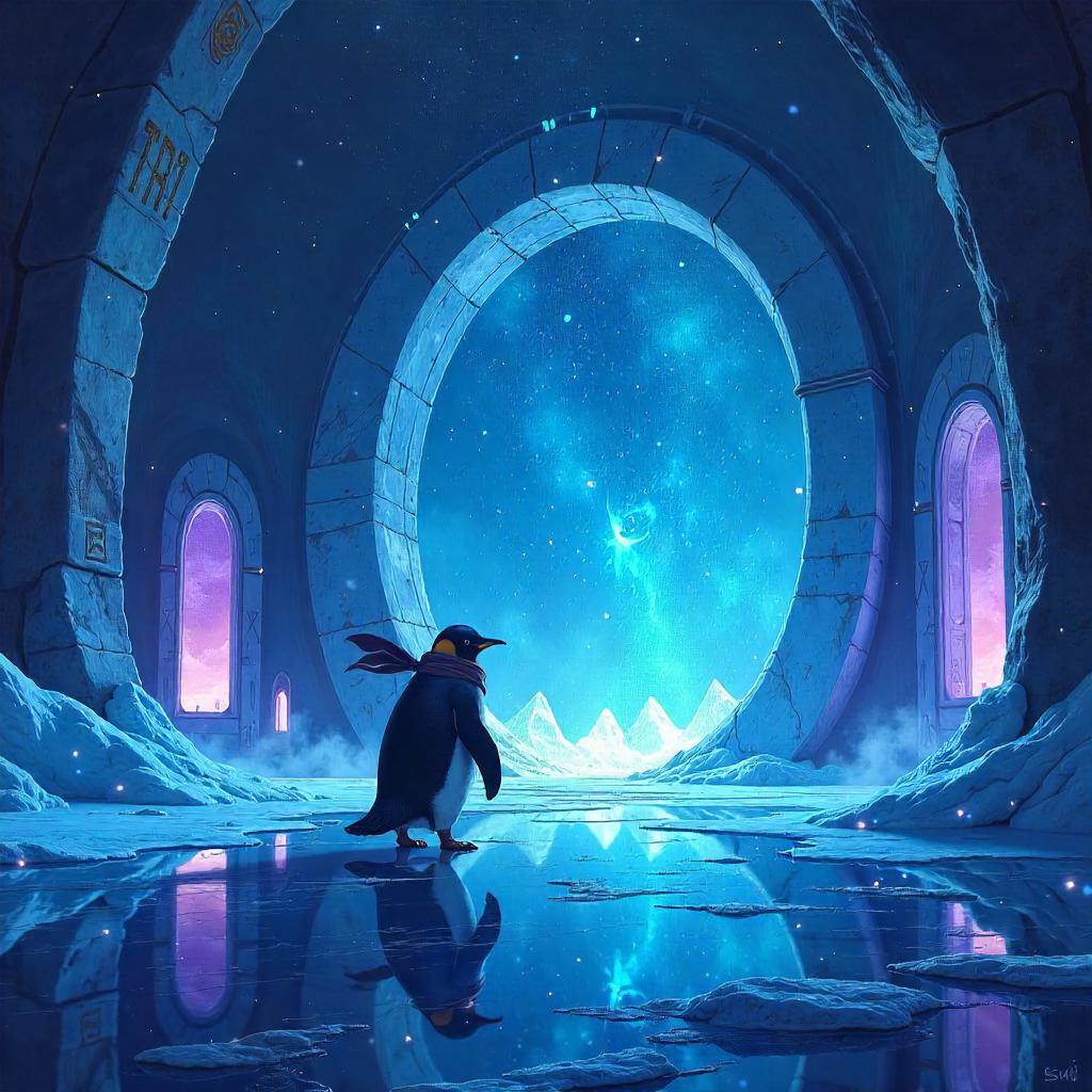 Penguin in a Portal Chamber — Concept Art