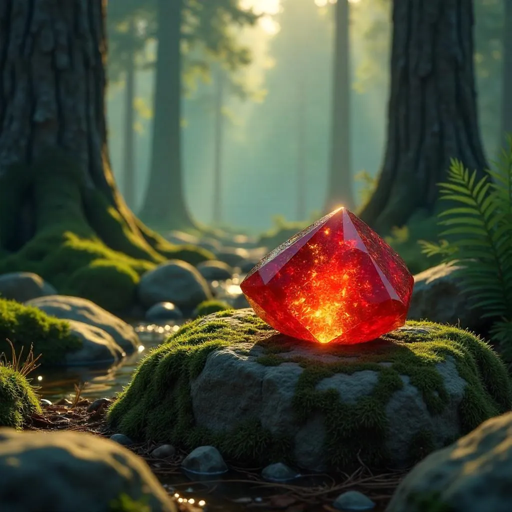 Photorealistic Philosopher's Stone in a Pine Forest