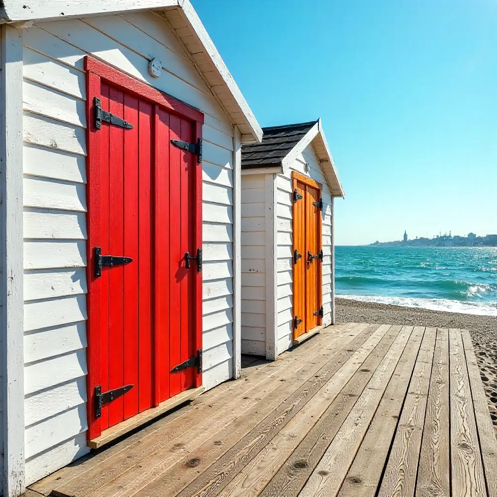 Vibrant Doors on Le Havre Beach Cabins