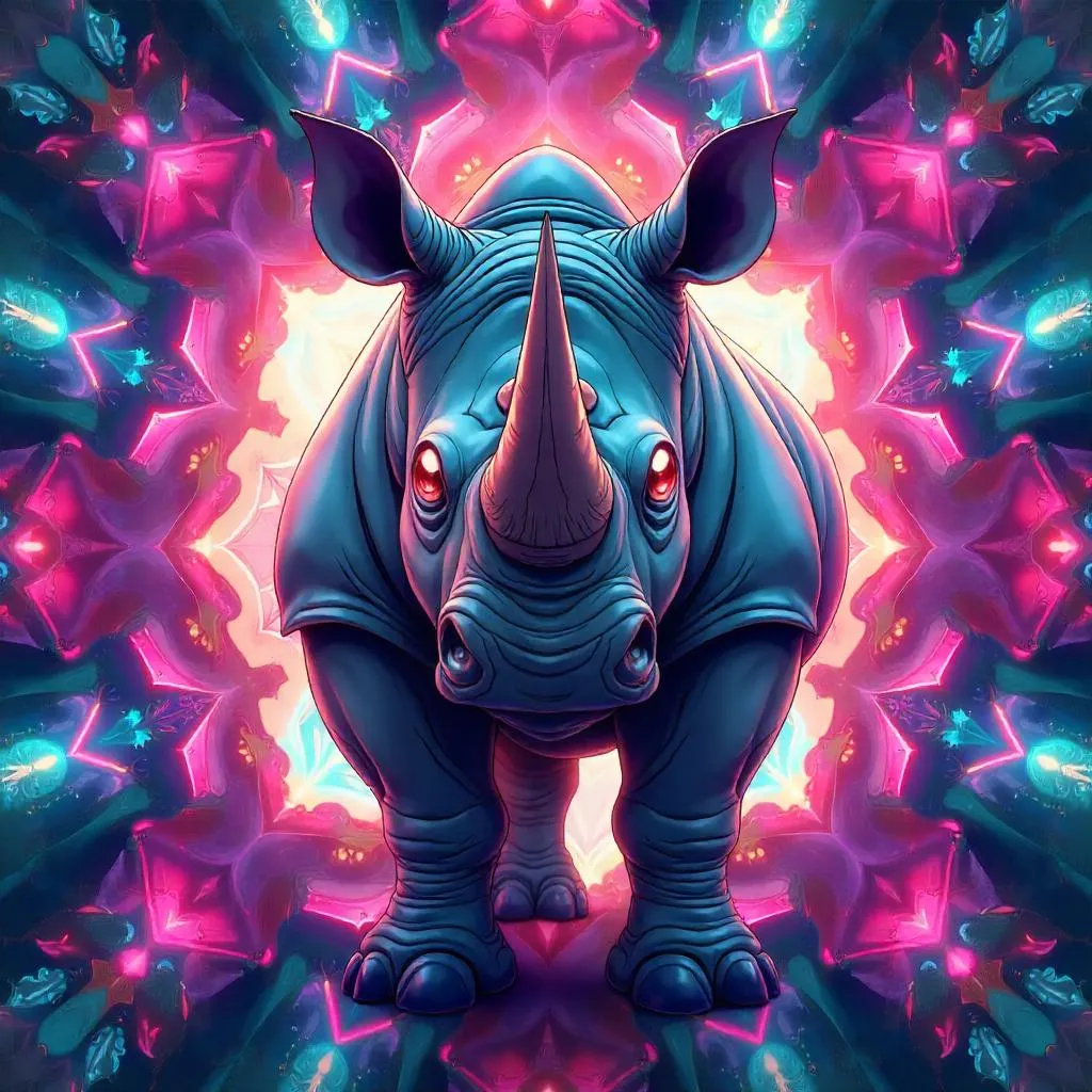 Kaleidoscopic Anime Rhino in Prism Bloom
