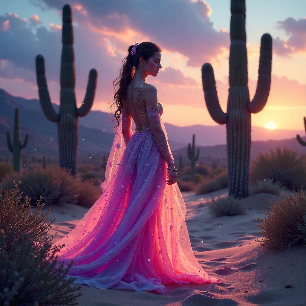 Desert Nymph among Neon Cacti