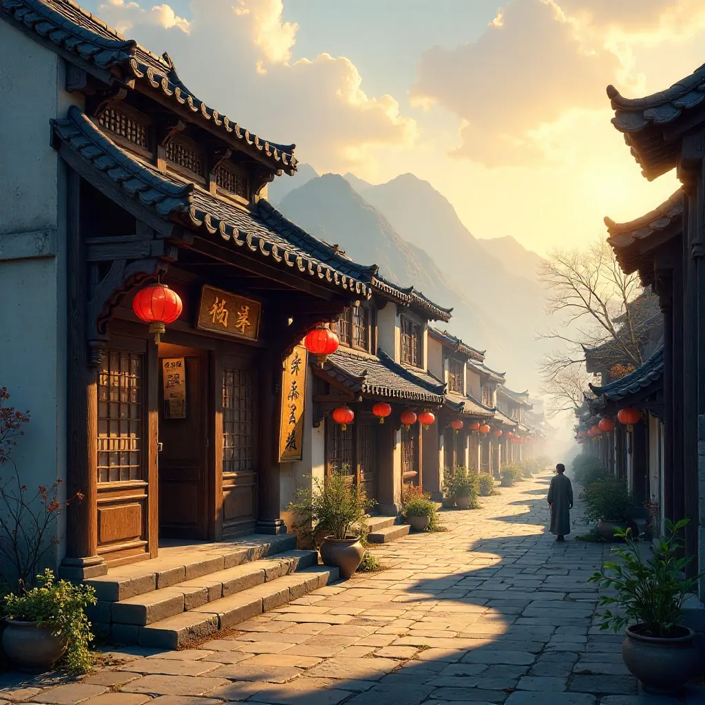 Timber-lined Shop in a Historic Chinese Village