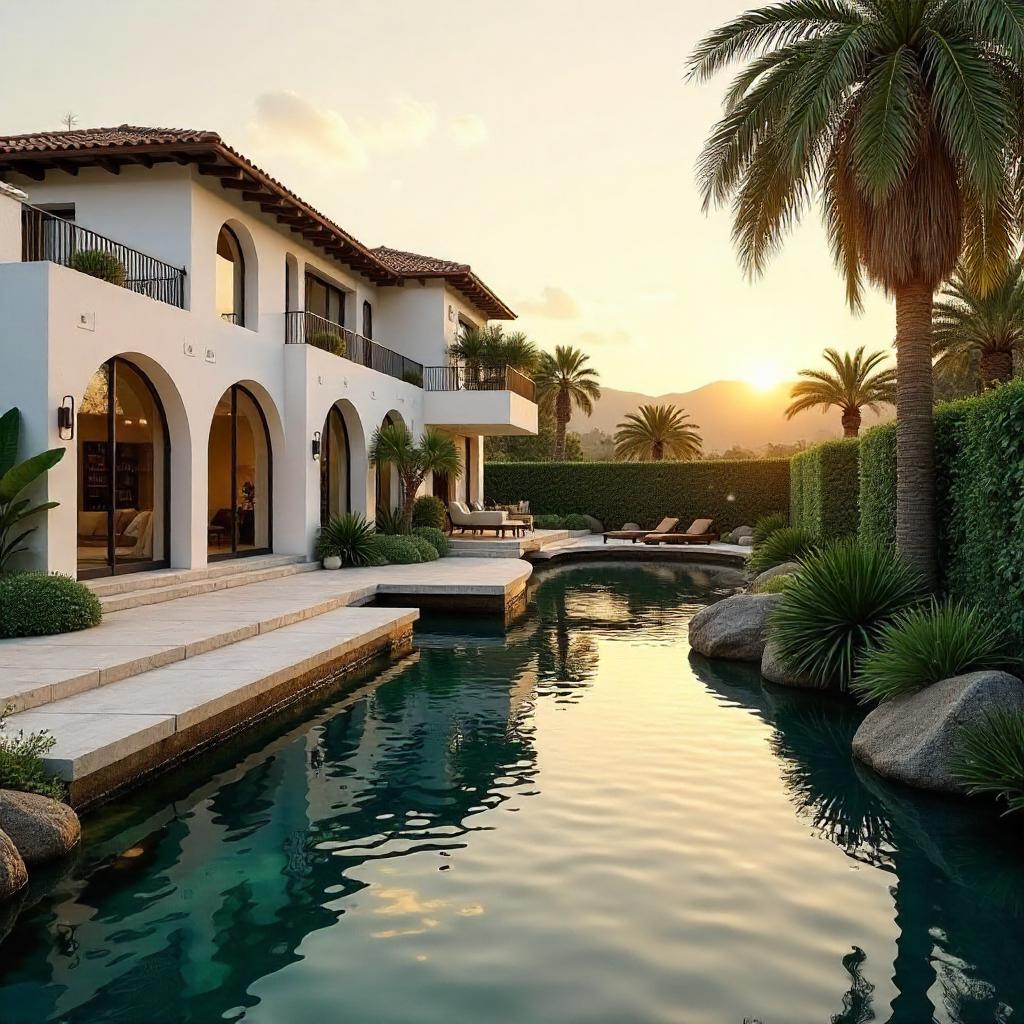 Photoreal River Courtyard at a Lux Villa