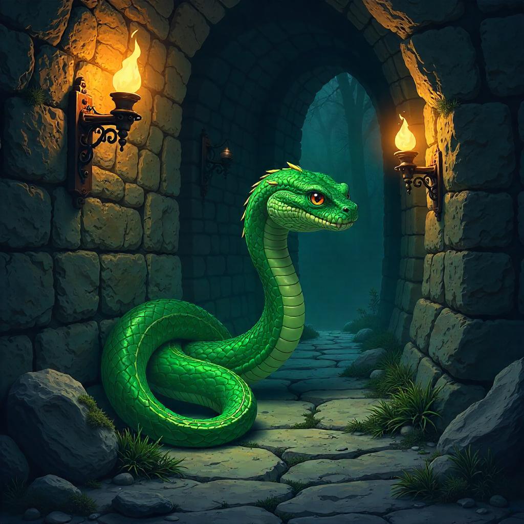 Anime Snake in a Castle Dungeon