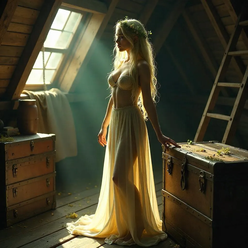 Nymph in an Attic: Photorealistic Scene