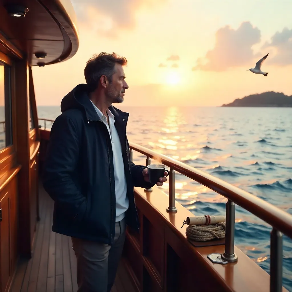 Sunrise Coffee on Yacht Deck