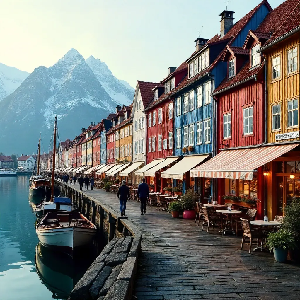 Bryggen Wharf: Colorful Wooden Facades and Cafes