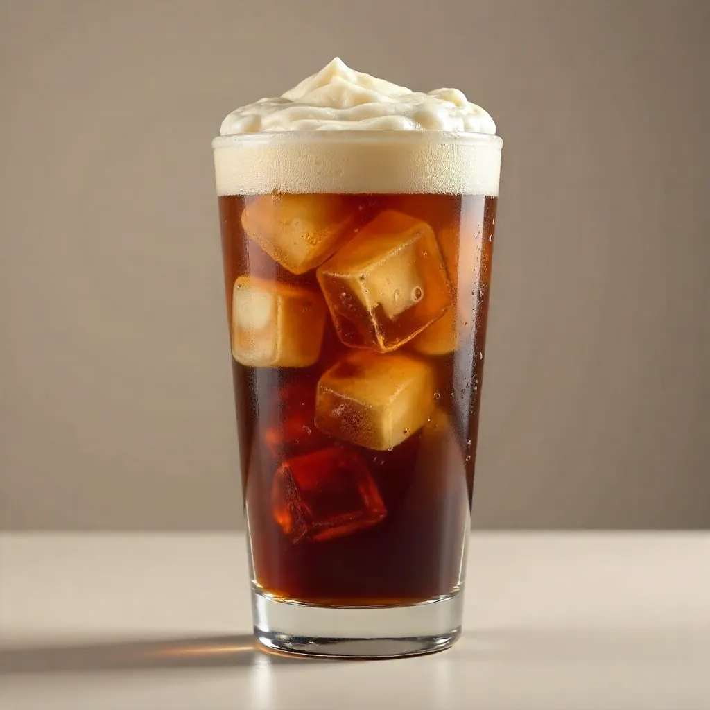 Tall Glass of Iced Coffee with Creamy Foam