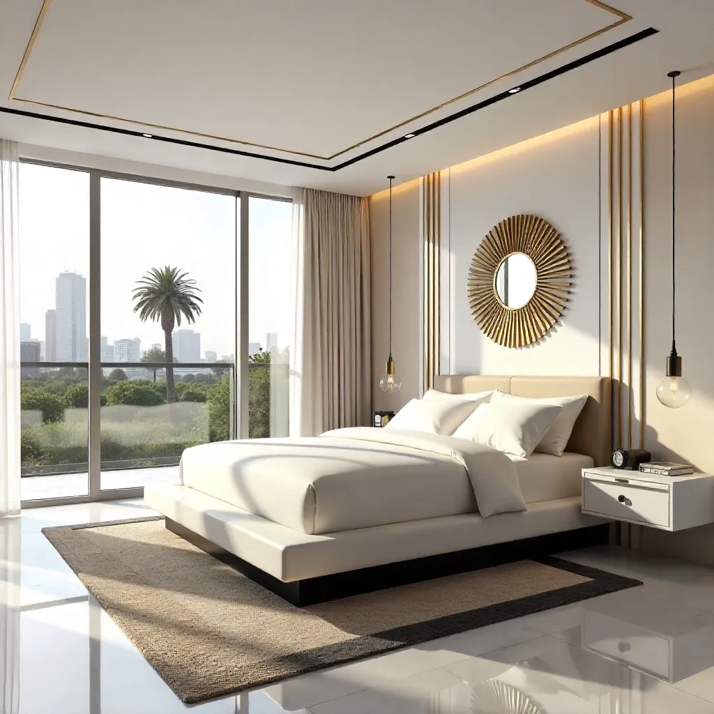 Minimalist LA Art Deco Hotel Bedroom
