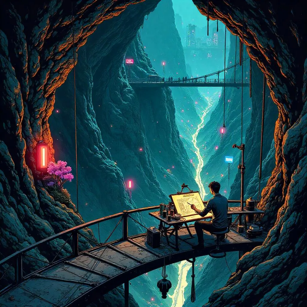 Underground City Artist in Bold Comic Style