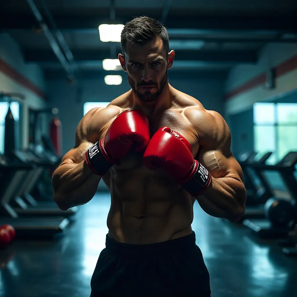Shirtless Boxer Gears Up for Intense Gym Session