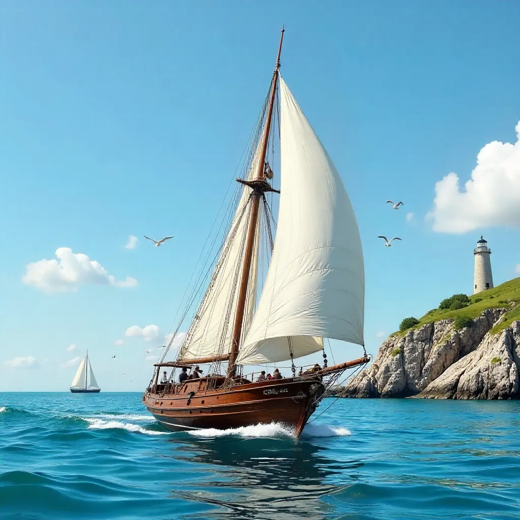 Breton Sailboat on Brittany's Blue Waters