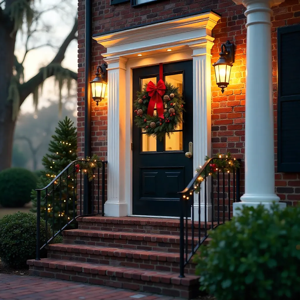 Festive Wreath at a Charleston House Entry