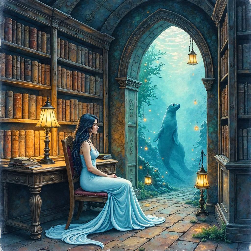 Selkie in a Watercolor Library of Light