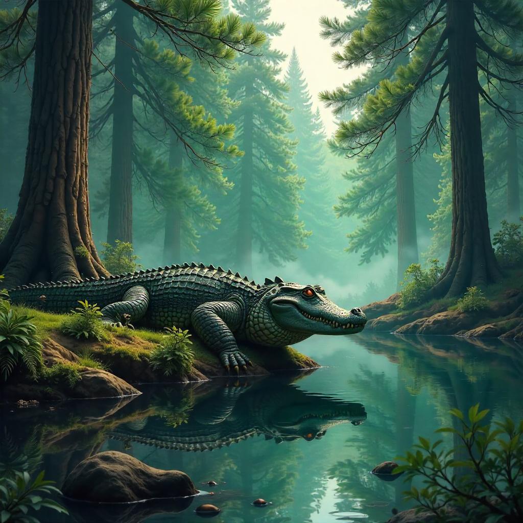 Crocodile in a Pine Forest — Digital Art Scene