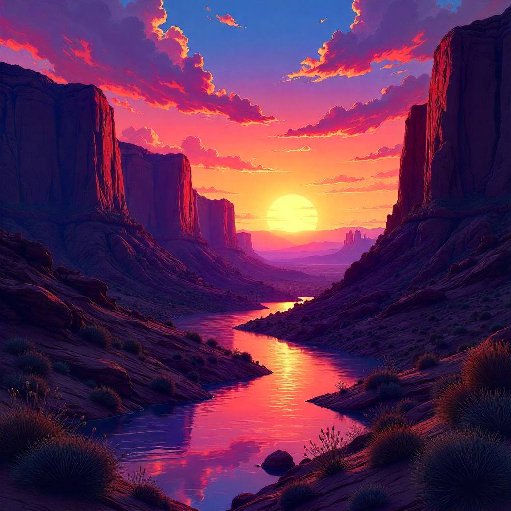Dreaming Canyon in Anime Painting Style