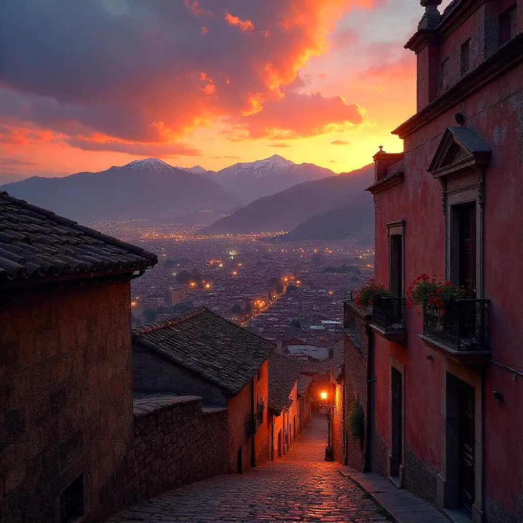 Sunset over Cusco: City Lights and Andes