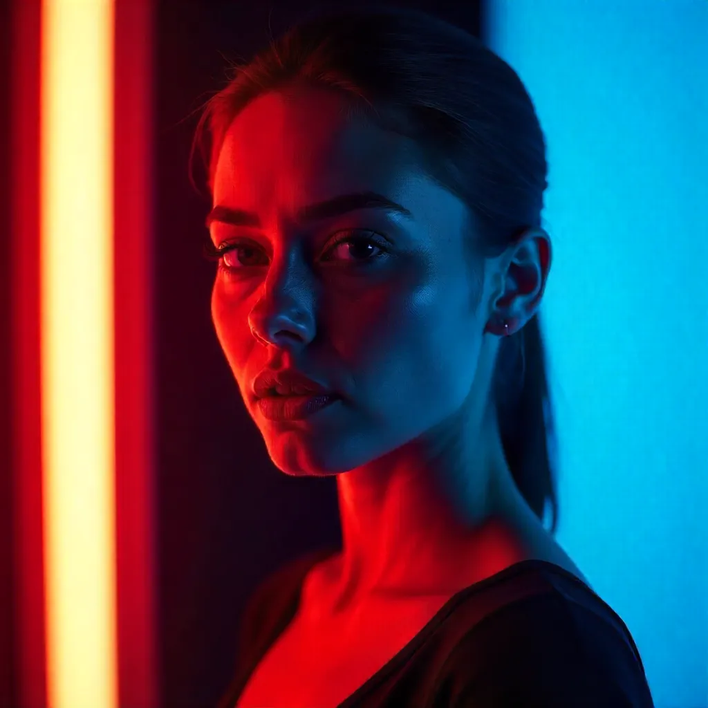 Red and Blue Neon Portrait: Dynamic Lighting
