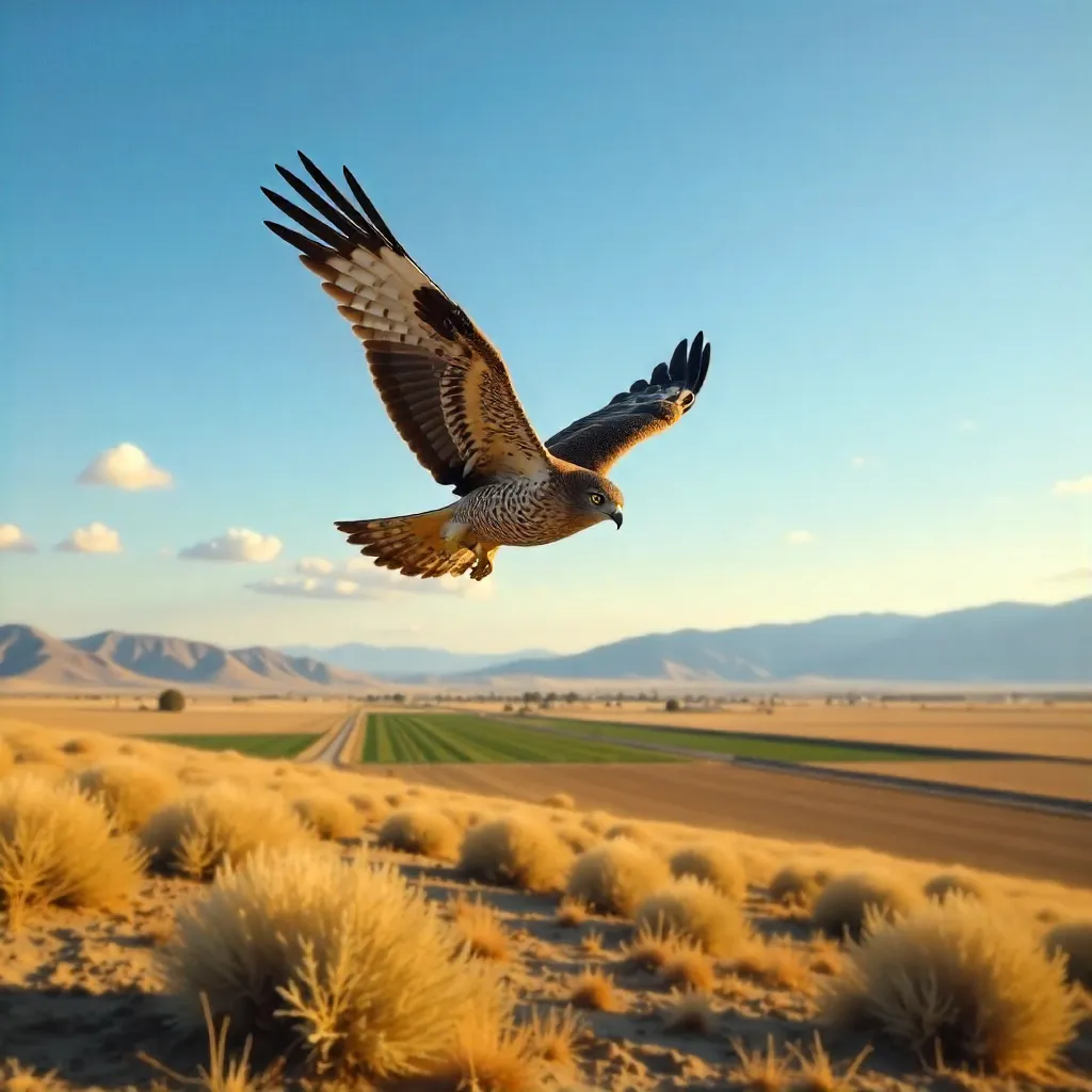 Northern Harrier Soaring Over Quincy, Washington