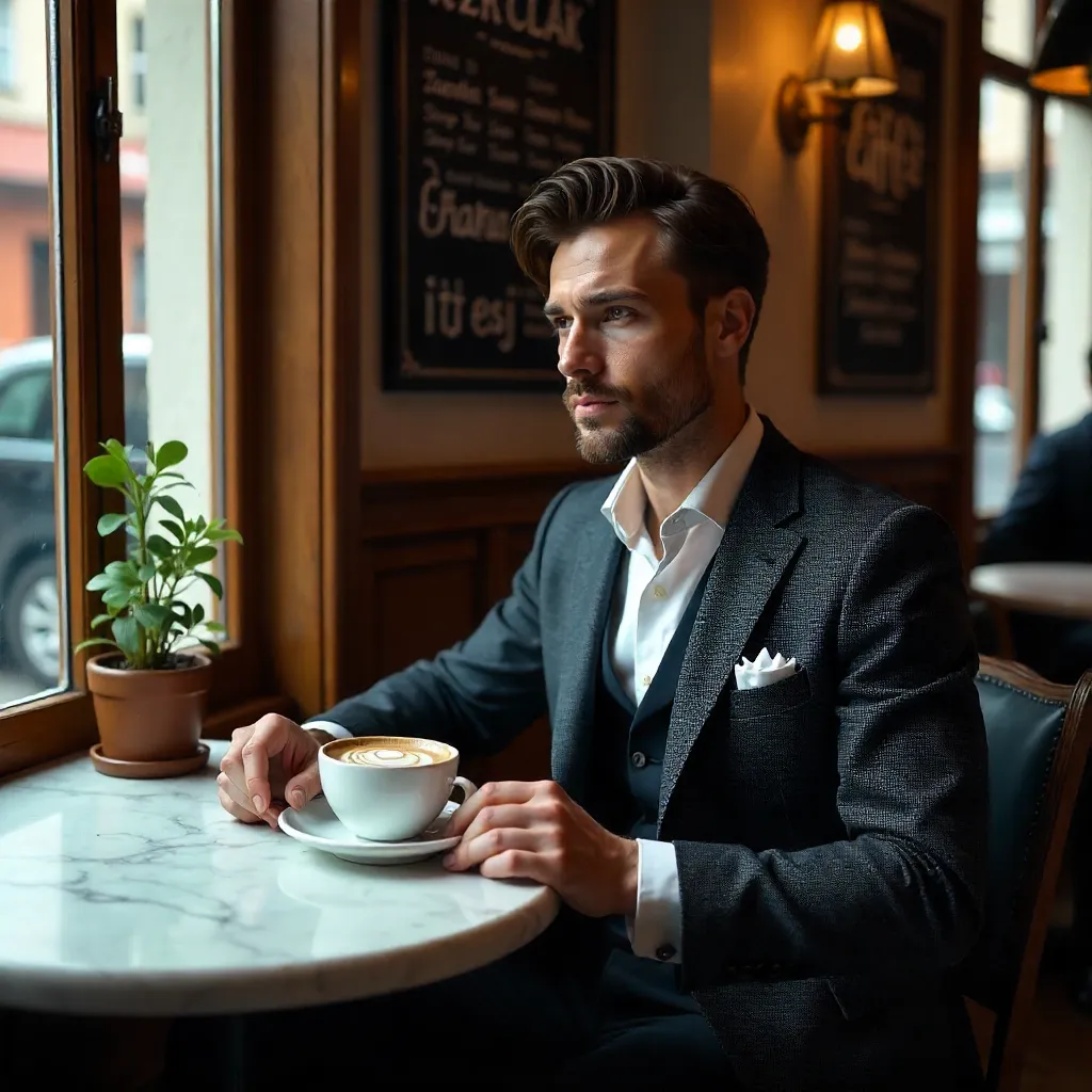 Latte Art in a Slovak Café: Stylish Suit