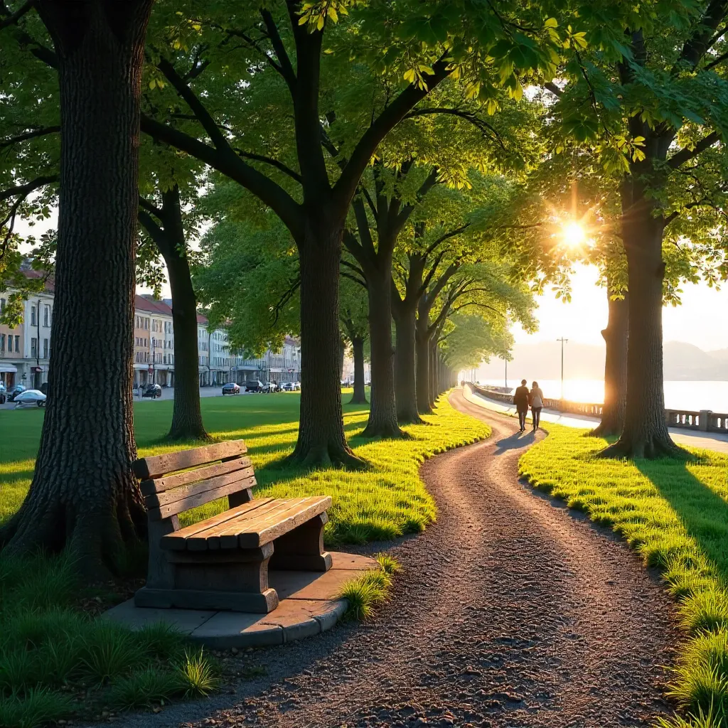 Odessa Park at Golden Hour: Sunlit Shadows