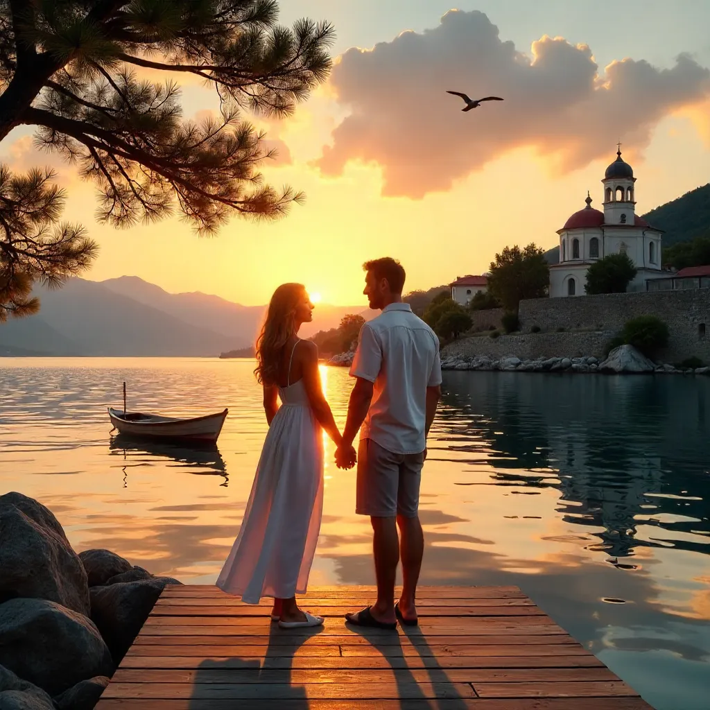 Romantic Sunset over Lake Ohrid