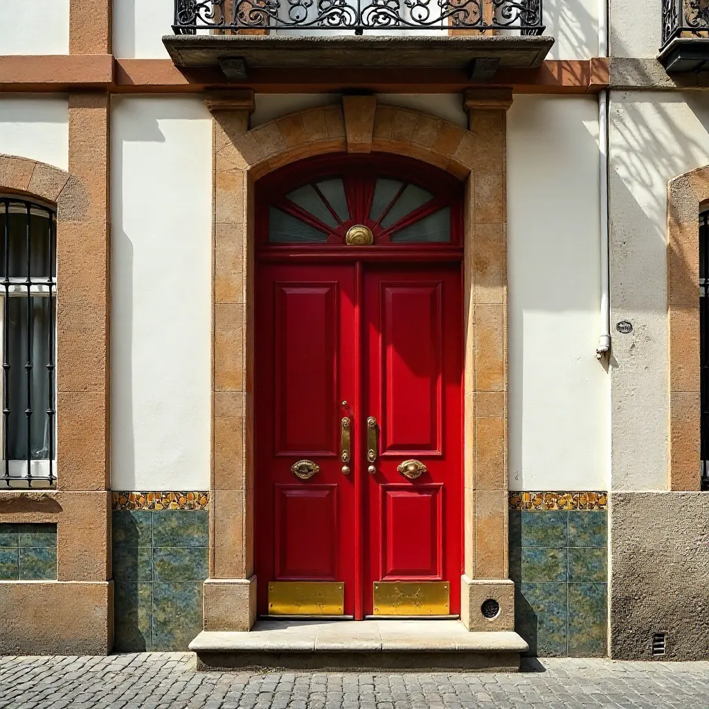 Porto Art Deco Doors: Red and Brown Retro Facades