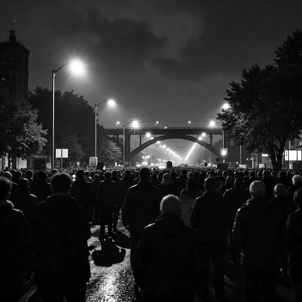 Monochrome Night Protest in Chattanooga