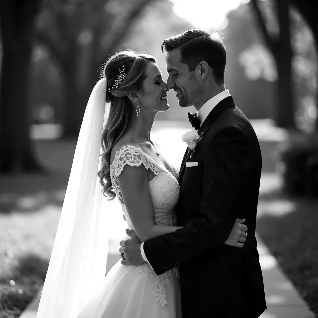 Timeless Black-and-White Wedding Moment