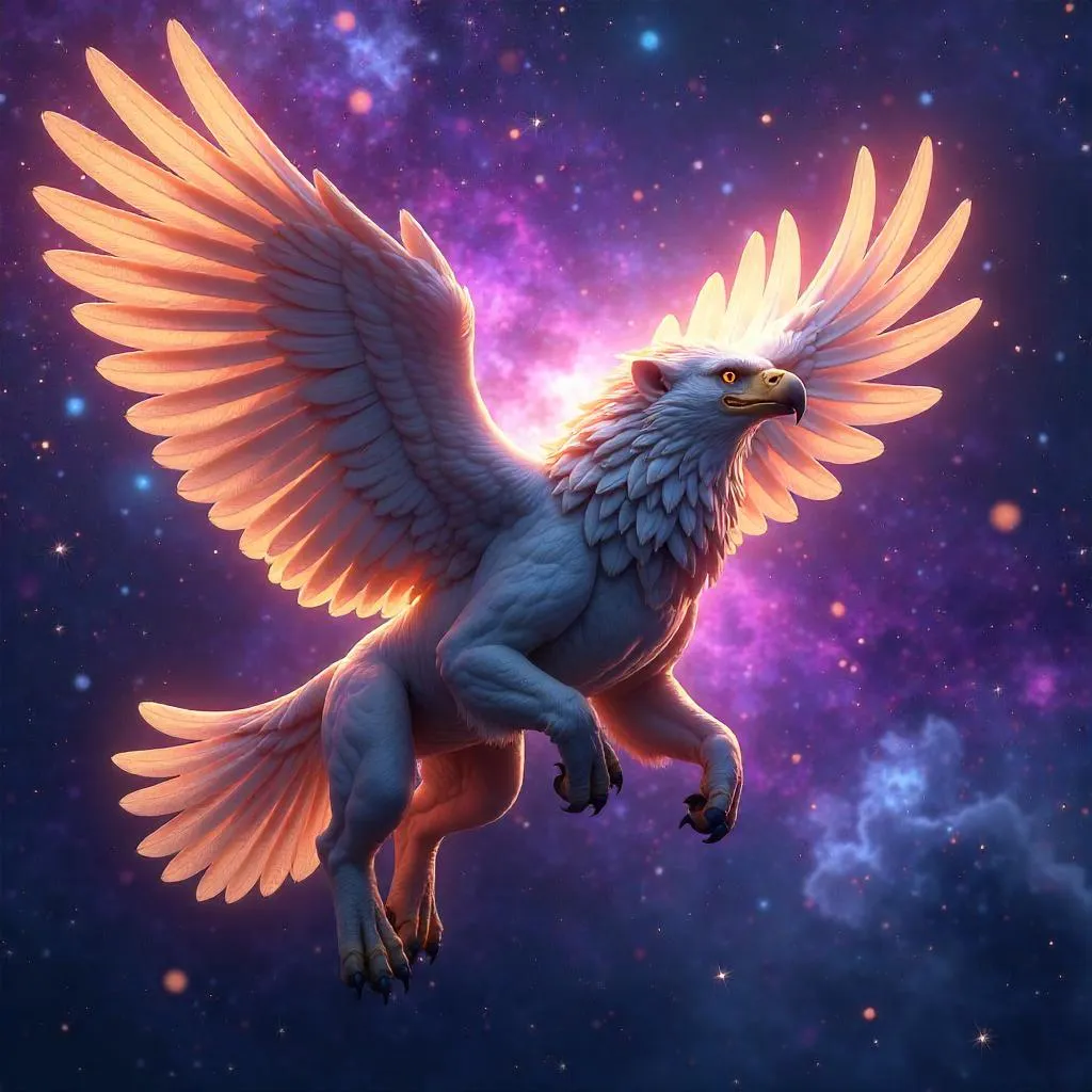 Majestic Griffin in a Galactic Nebula