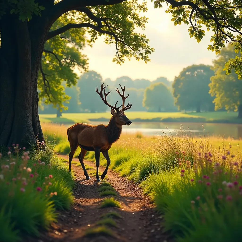 Serene Red Deer in Richmond Park, England