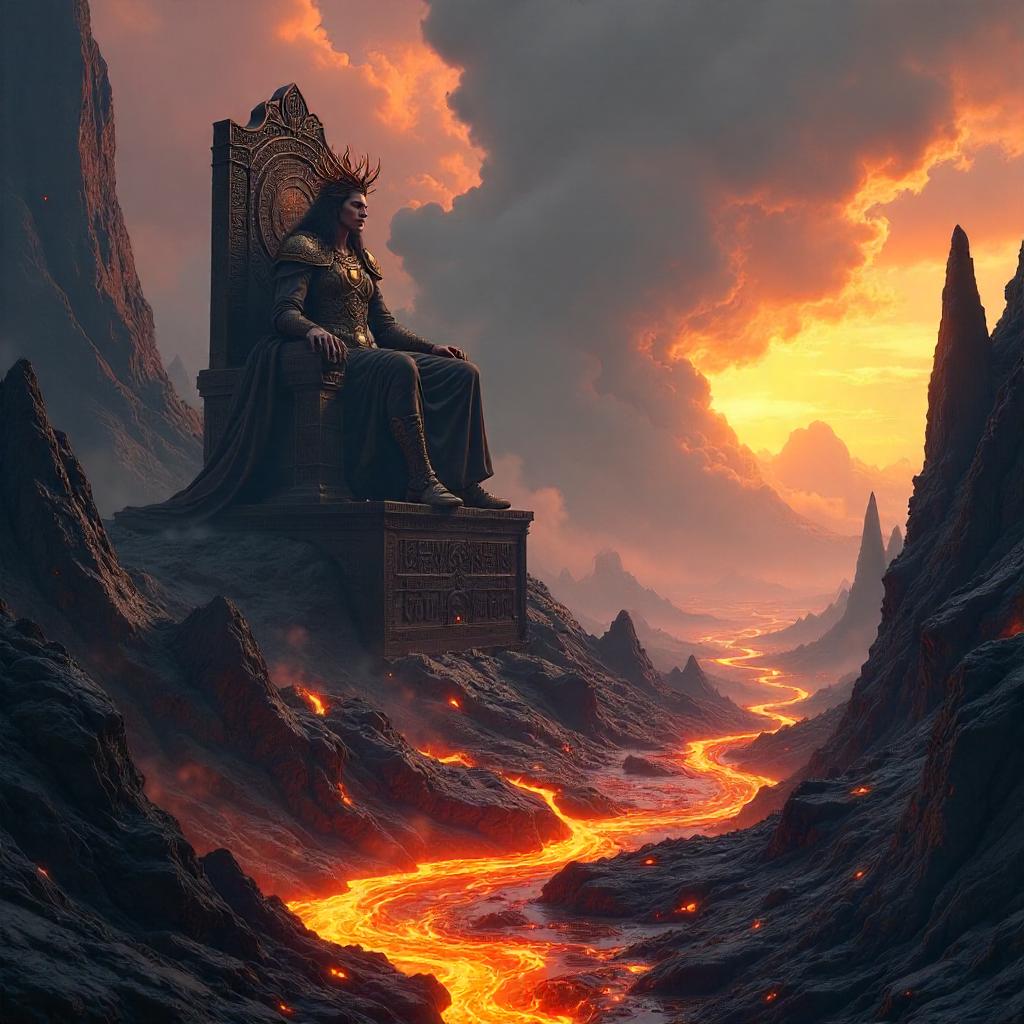 Ember Oracle in a Volcanic Landscape