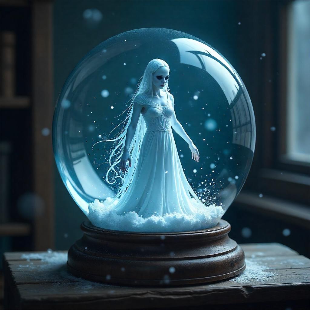 Wraith in a Snow Globe: Digital Ethereal Scene