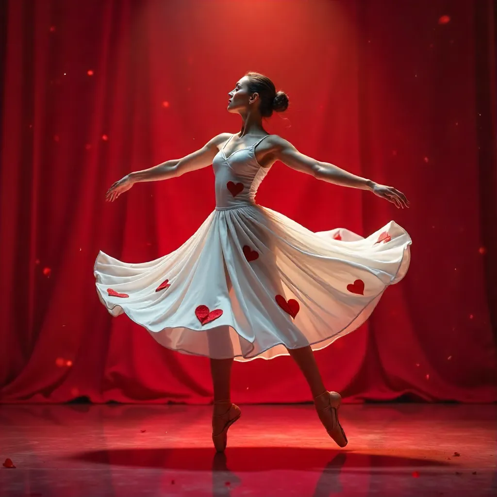 Ballet of Hearts: Graceful Dancer in White