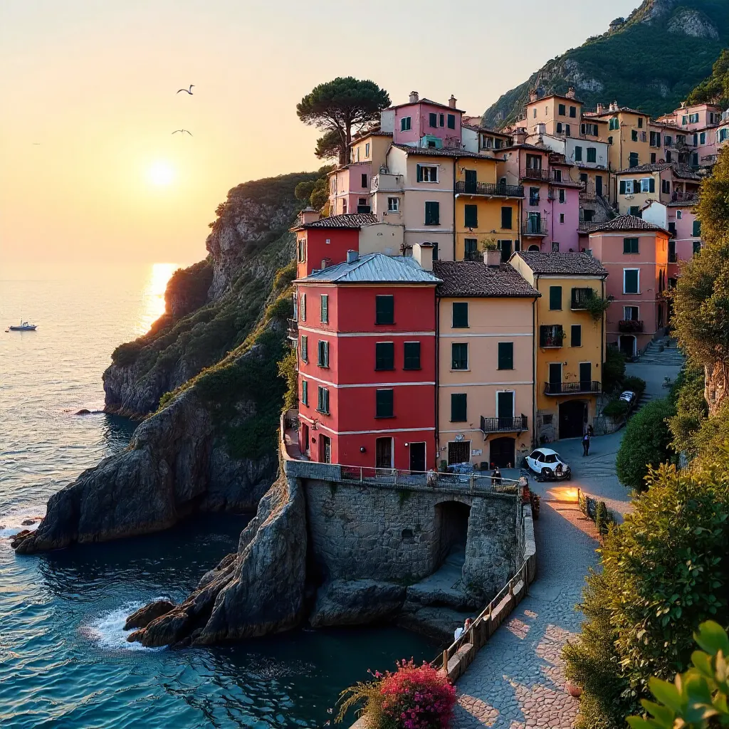 Manarola Sunset: Colorful Cliffs Above the Ligurian Sea