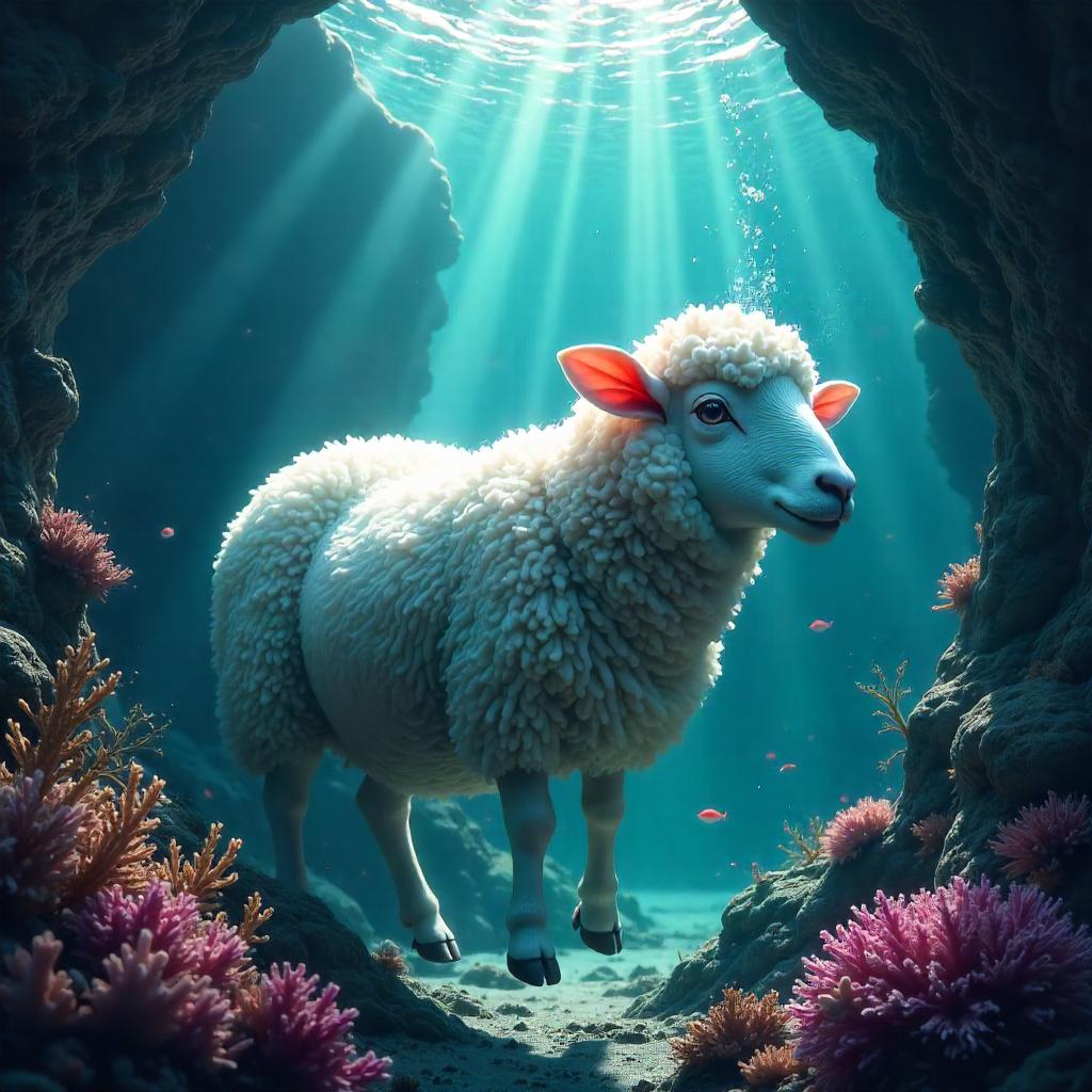Underwater Concept Sheep: Dreamlike Abyss
