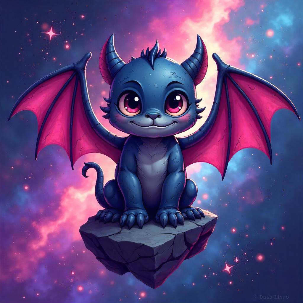 Cosmic Cartoon Gargoyle in a Nebula