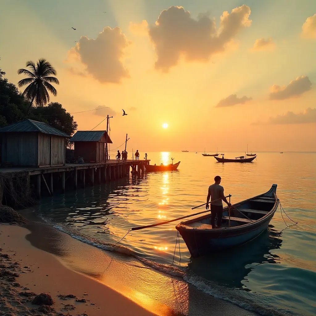 Sunset Serenity: Fishing Boats in Bình Thuận