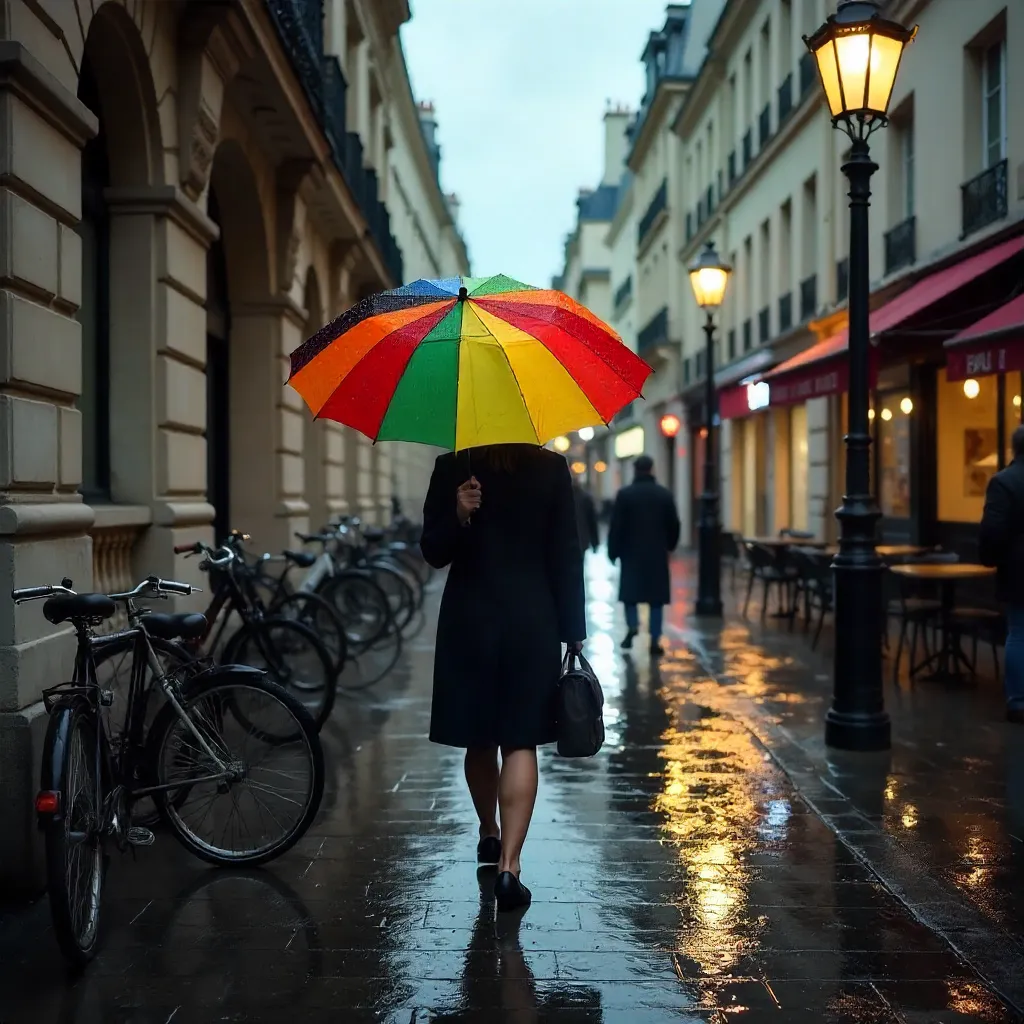 Colorful Umbrella by the French Post Office