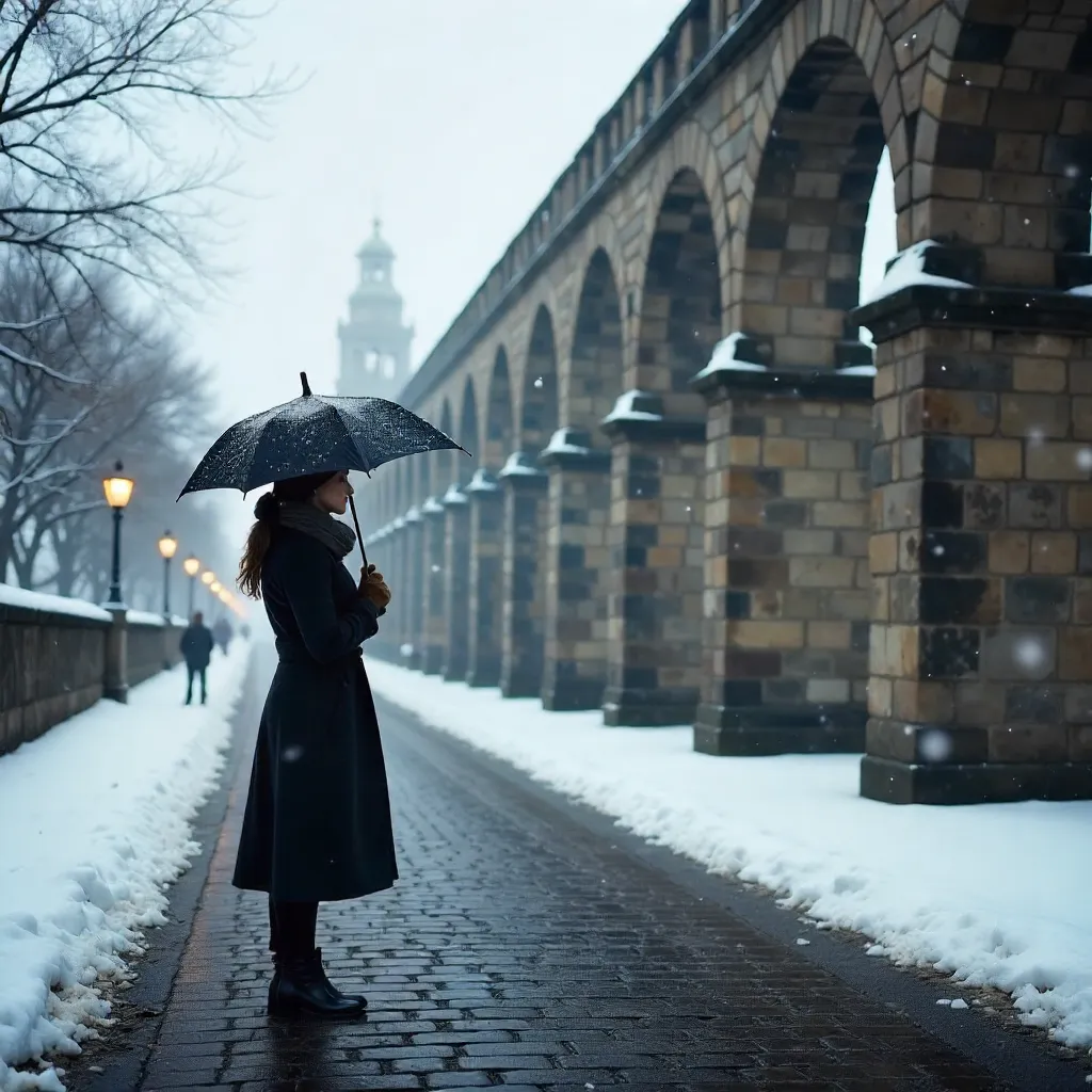 Serene Winter Moment by Segovia Aqueduct