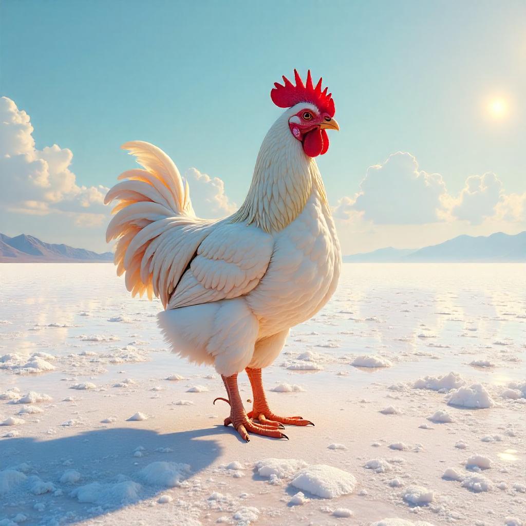 Sunlit Salt Flat Chicken in Digital Art