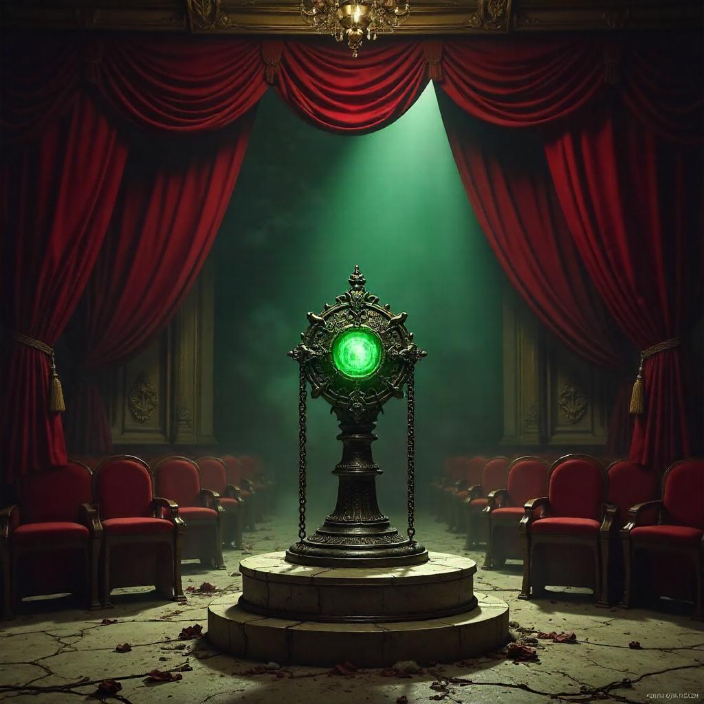 Cursed Amulet in a Haunted Theater – Concept Art