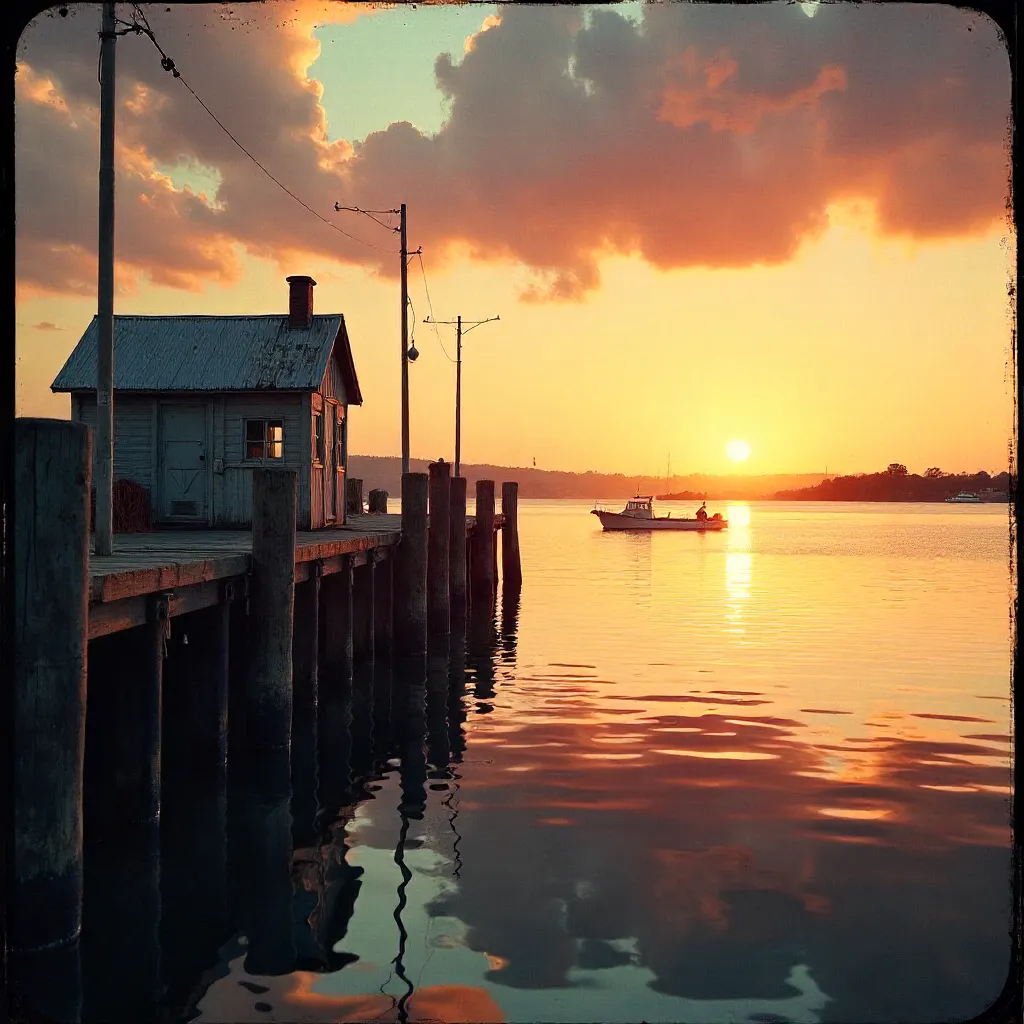 Serene Vintage Pier Sunset at Geelong